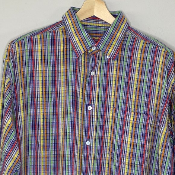 Bugatchi Uomo Colorful Long Sleeve Striped Button-Up Shirt Cotton Large I-913 - Picture 3 of 9